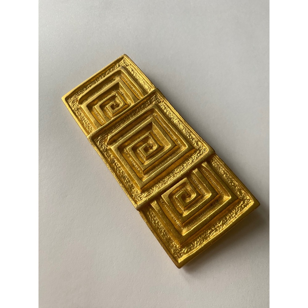 Vintage Christian Dior Gold Greek Key Spiral Brooch‎ Geometric Statement Pin - Picture 2 of 6
